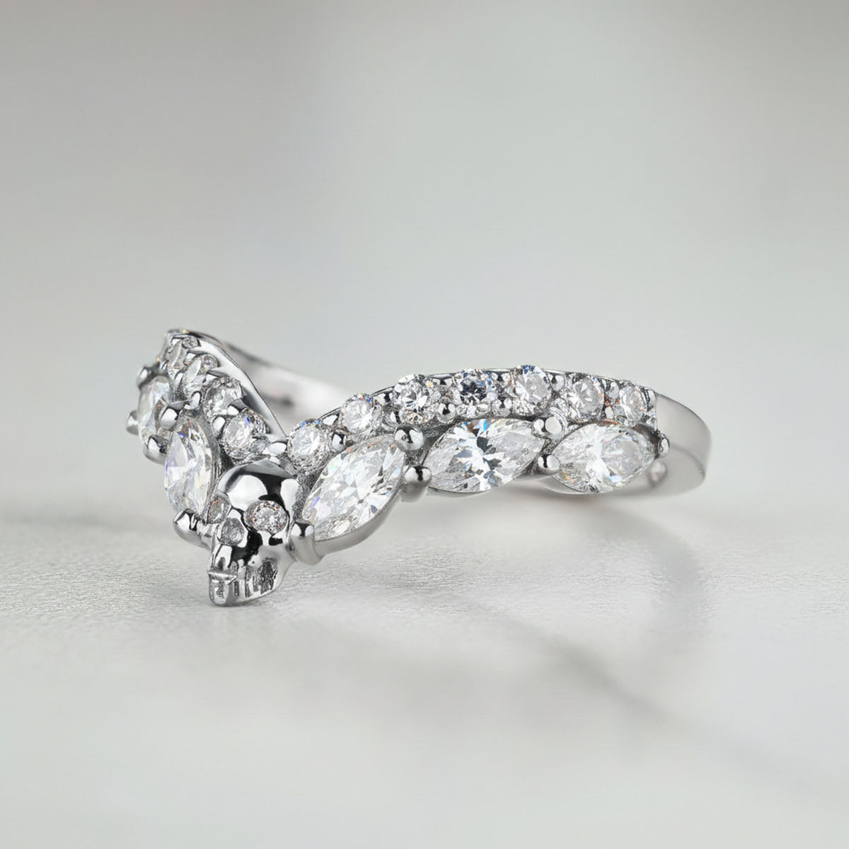 Moissanite Skull Ring Enhancer Curved Engagement Wedding Band Women Rose Gold