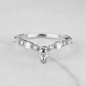 Skull Wedding Ring Enhancer Moissanite Curved Gothic Jewelry Sterling Silver