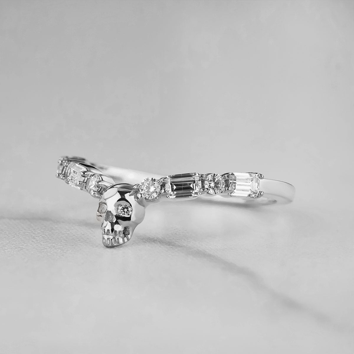 AAA Cubic Zirconia 925 Sterling Silver Skull Engagement Ring Enhancer for Women Wedding Anniversary Band Gift for Her