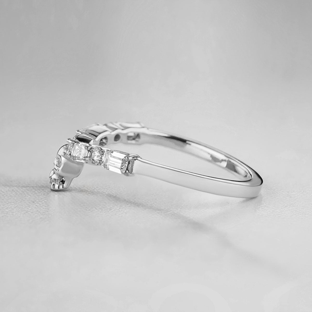 AAA Cubic Zirconia 925 Sterling Silver Skull Engagement Ring Enhancer for Women Wedding Anniversary Band Gift for Her