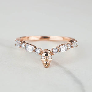 Skull Wedding Ring Enhancer Moissanite Curved Gothic Jewelry Sterling Silver