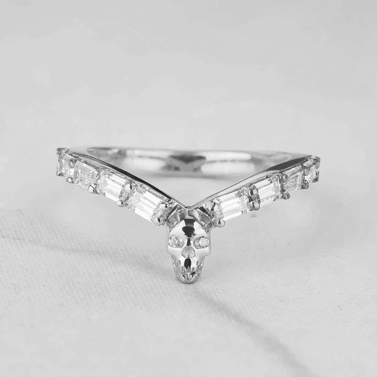 Skull Ring Enhancer for Engagement Moissanite Skull Enhancer Wedding Band