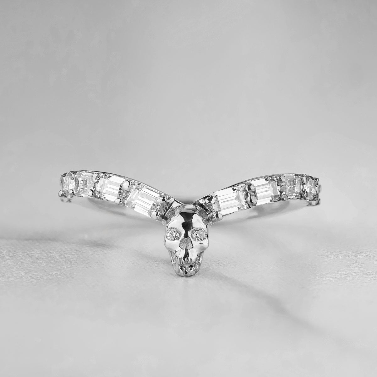 AAA Cubic Zirconia 925 Sterling Silver Skull Engagement Ring Enhancer for Women Wedding Anniversary Band Gift for Her