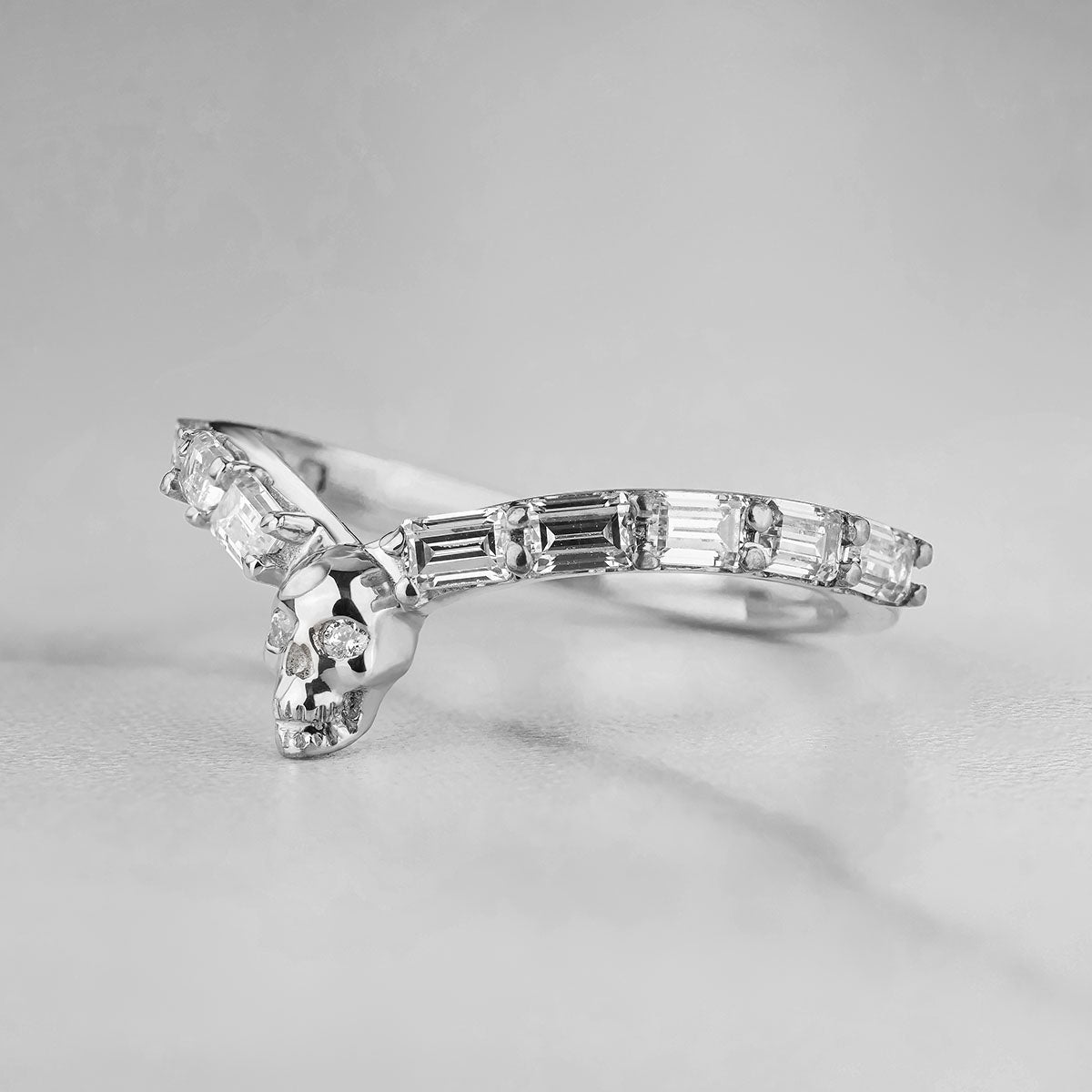 AAA Cubic Zirconia 925 Sterling Silver Skull Engagement Ring Enhancer for Women Wedding Anniversary Band Gift for Her