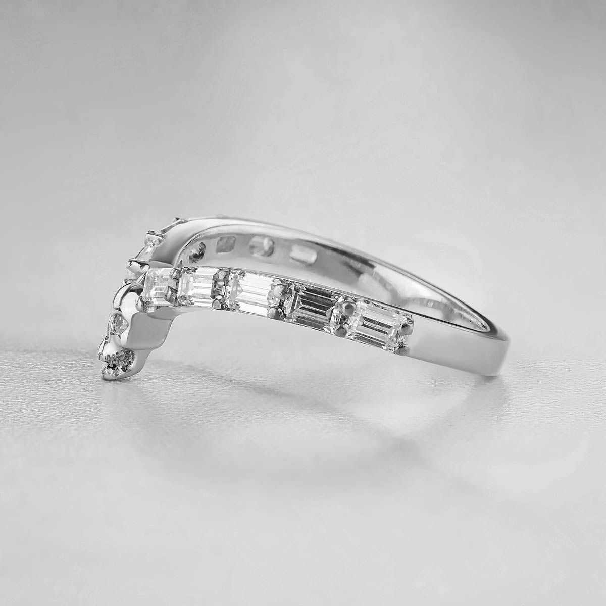 AAA Cubic Zirconia 925 Sterling Silver Skull Engagement Ring Enhancer for Women Wedding Anniversary Band Gift for Her