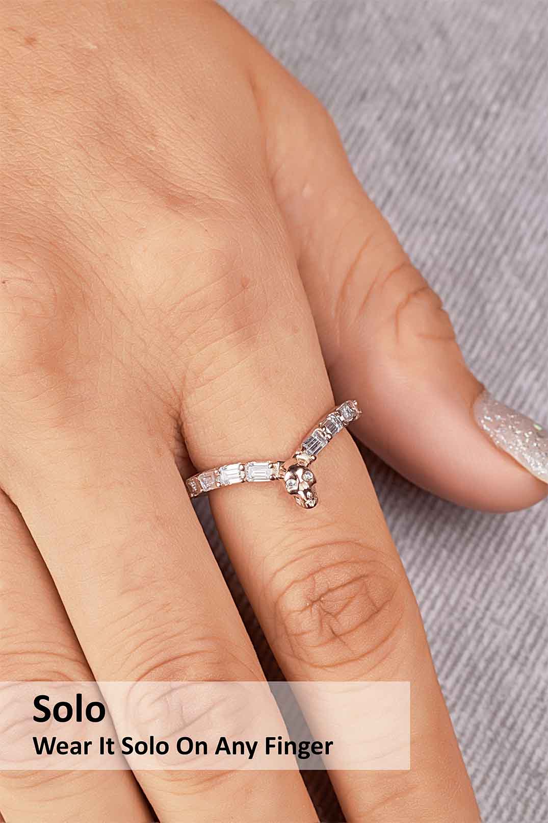 Skull Ring Enhancer for Engagement Moissanite Skull Enhancer Wedding Band