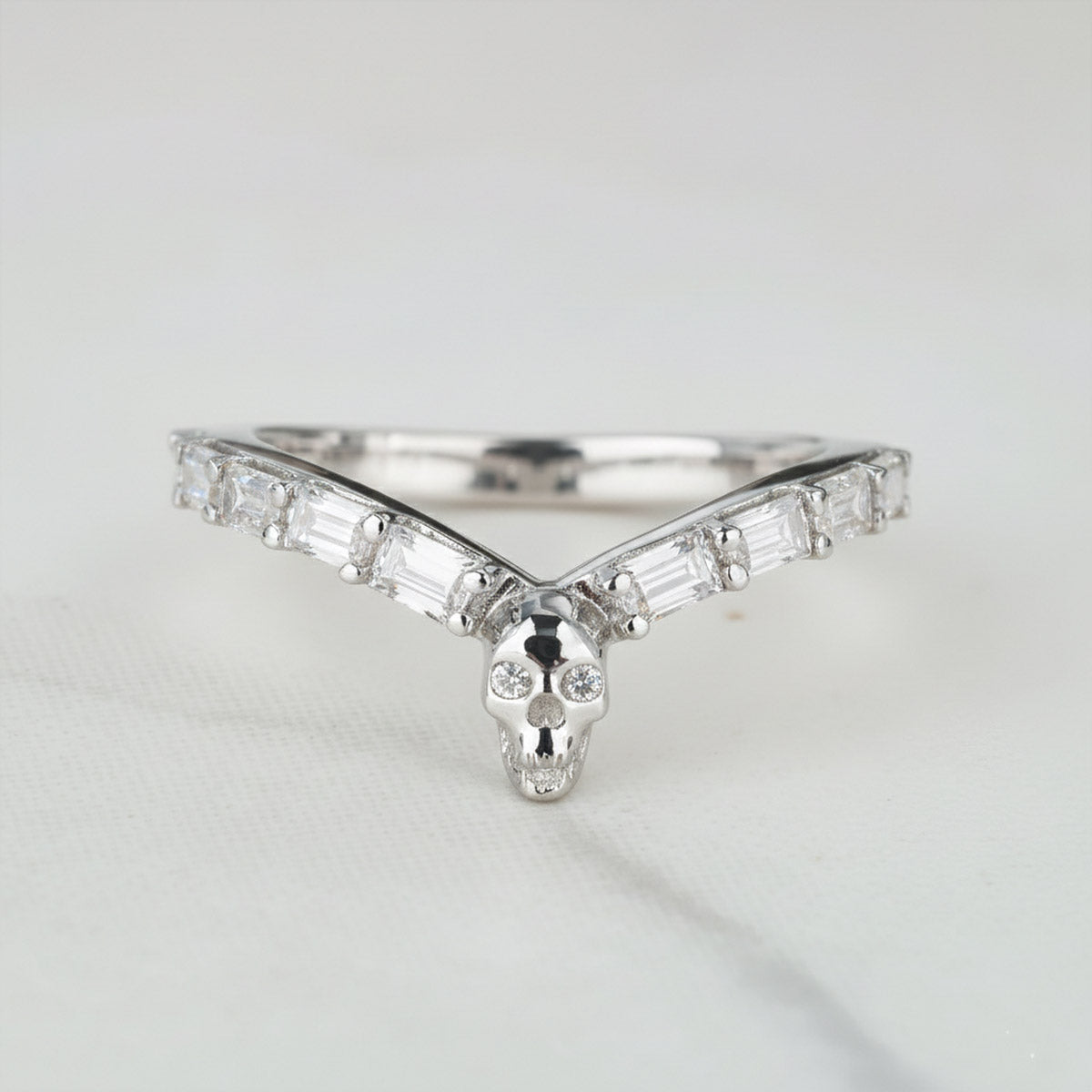 Skull Ring Enhancer for Engagement Curved Wedding Band Women