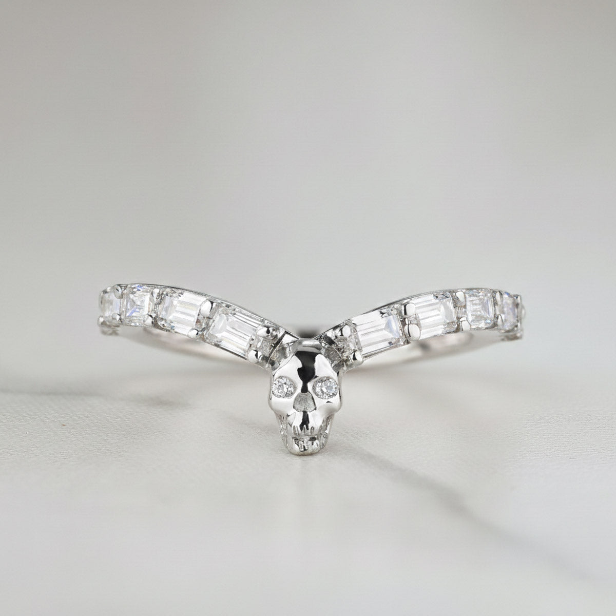 Skull Ring Enhancer for Engagement Curved Wedding Band Women