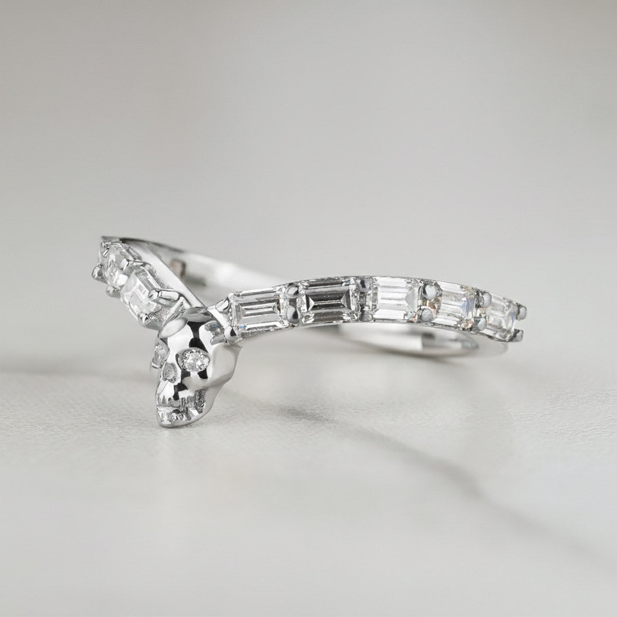 Skull Ring Enhancer for Engagement Curved Wedding Band Women