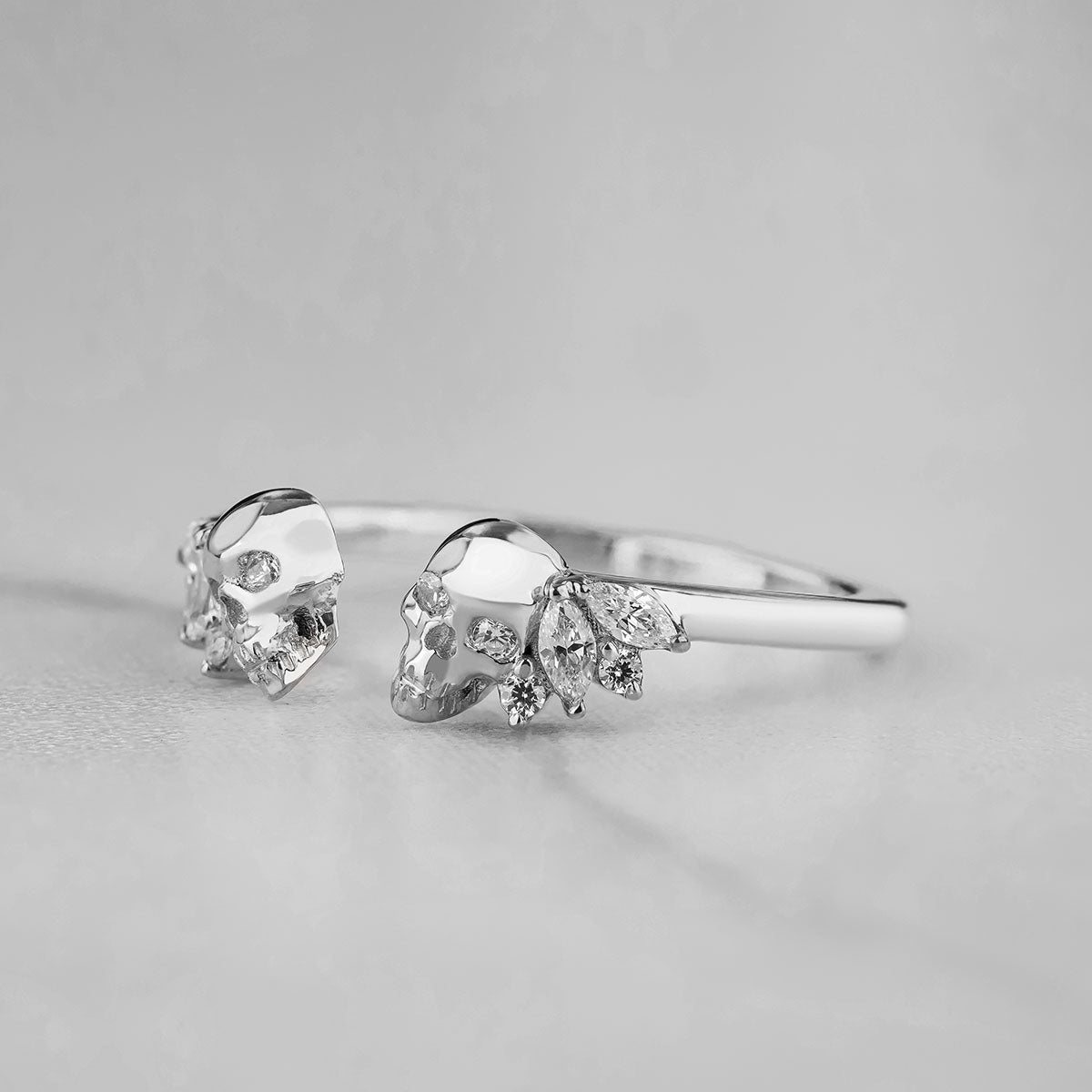 AAA Cubic Zirconia 925 Sterling Silver Skull Engagement Ring Enhancer for Women Wedding Anniversary Band Gift for Her