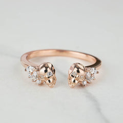 Open Skull Ring Enhancer for Engagement Wedding Rings AAA CZ Diamonds