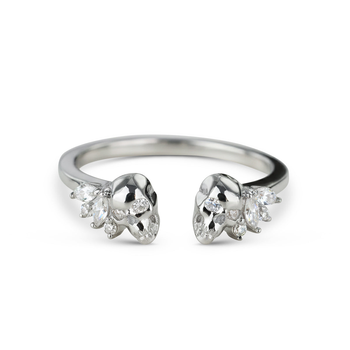 Open Skull Ring Enhancer for Engagement Wedding Rings AAA CZ Diamonds
