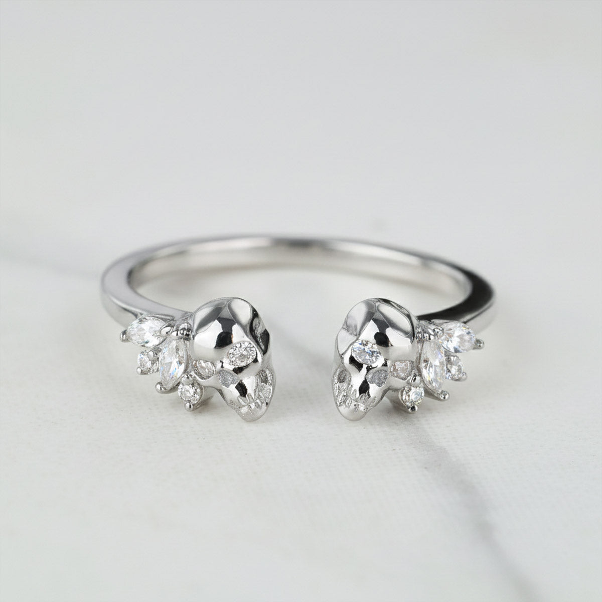 Moissanite Open Skull Ring Enhancer Engagement Wedding Rings Women Rose Gold