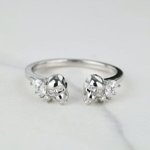 Moissanite Open Skull Ring Enhancer Engagement Wedding Rings Women Rose Gold