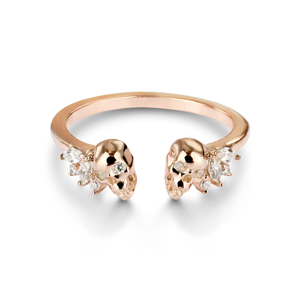 Open Skull Ring Enhancer for Engagement Wedding Rings AAA CZ Diamonds