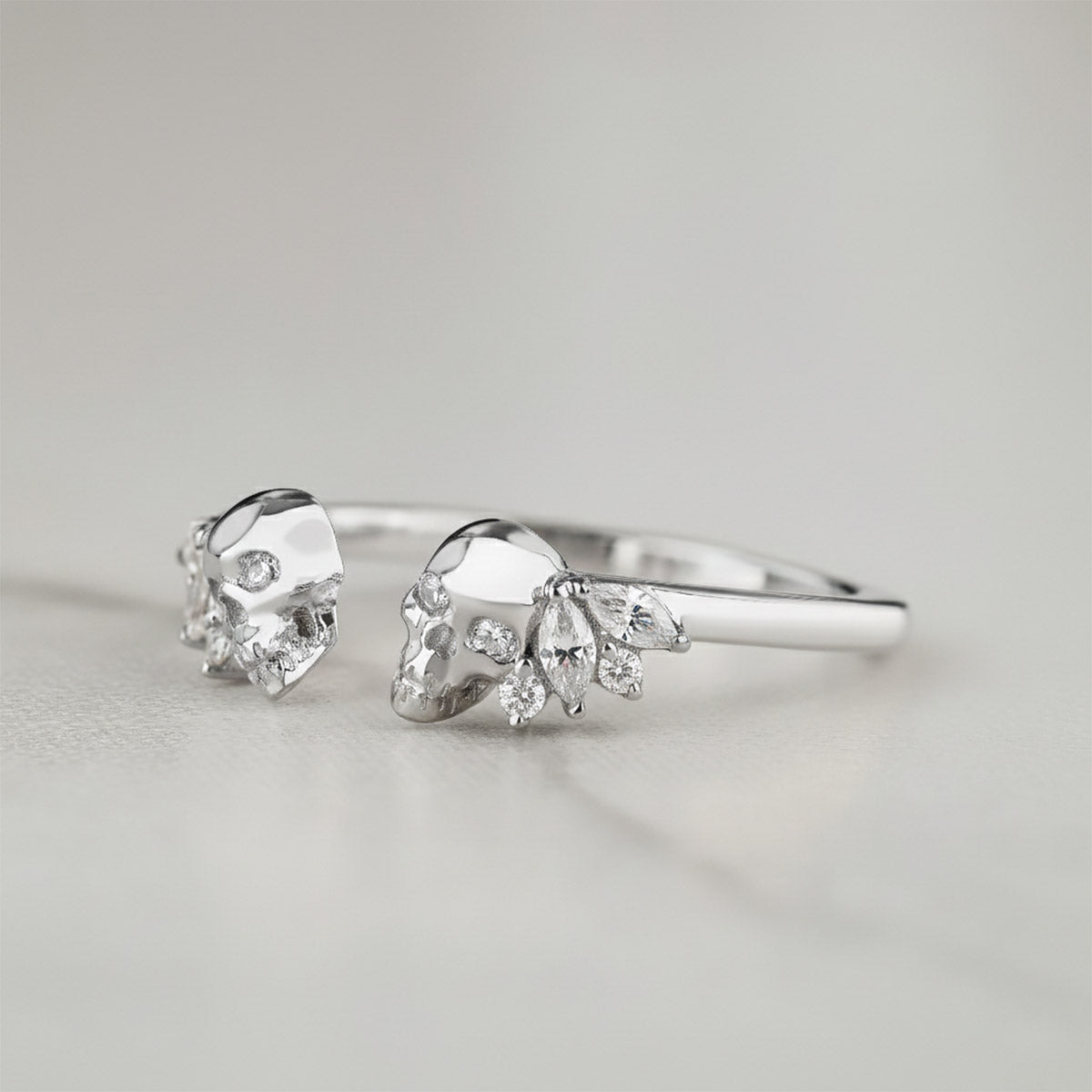 Moissanite Open Skull Ring Enhancer Engagement Wedding Rings Women Rose Gold