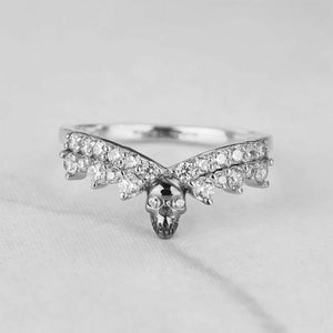 Moissanite Skull Enhancer Engagement Band Curved Anniversary Ring Sterling Silver