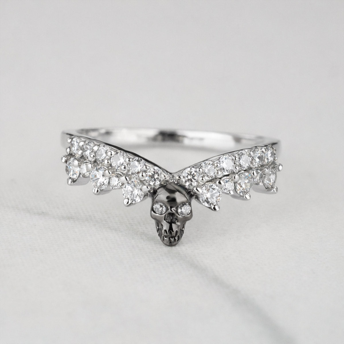 Moissanite Skull Enhancer Engagement Band Curved Anniversary Ring Sterling Silver