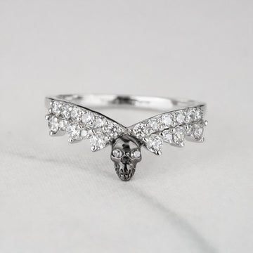 Moissanite Skull Enhancer Engagement Band Curved Anniversary Ring Sterling Silver