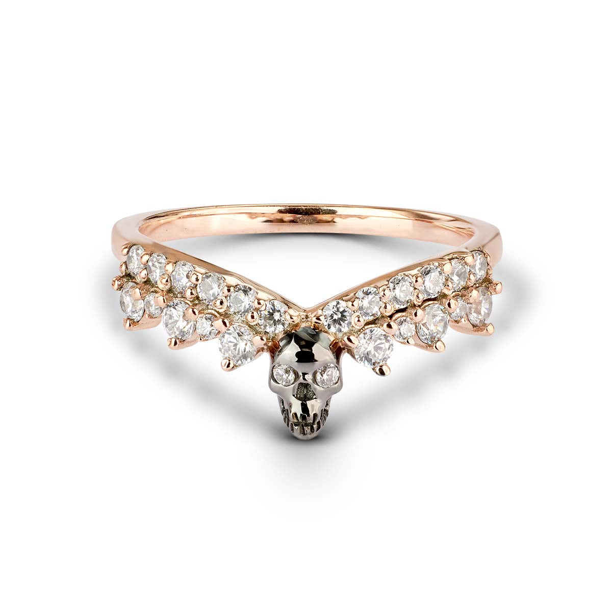 Skull Enhancer Wedding Band for Women Curved AAA CZ Anniversary Ring