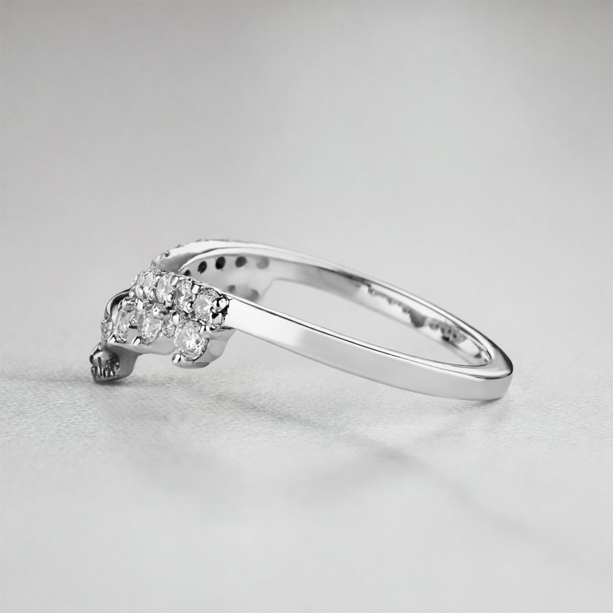 Moissanite Skull Enhancer Engagement Band Curved Anniversary Ring Sterling Silver