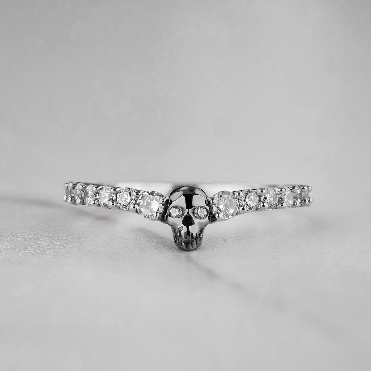 Two Tone Skull Engagement Ring Moissanite Skull Wedding Band