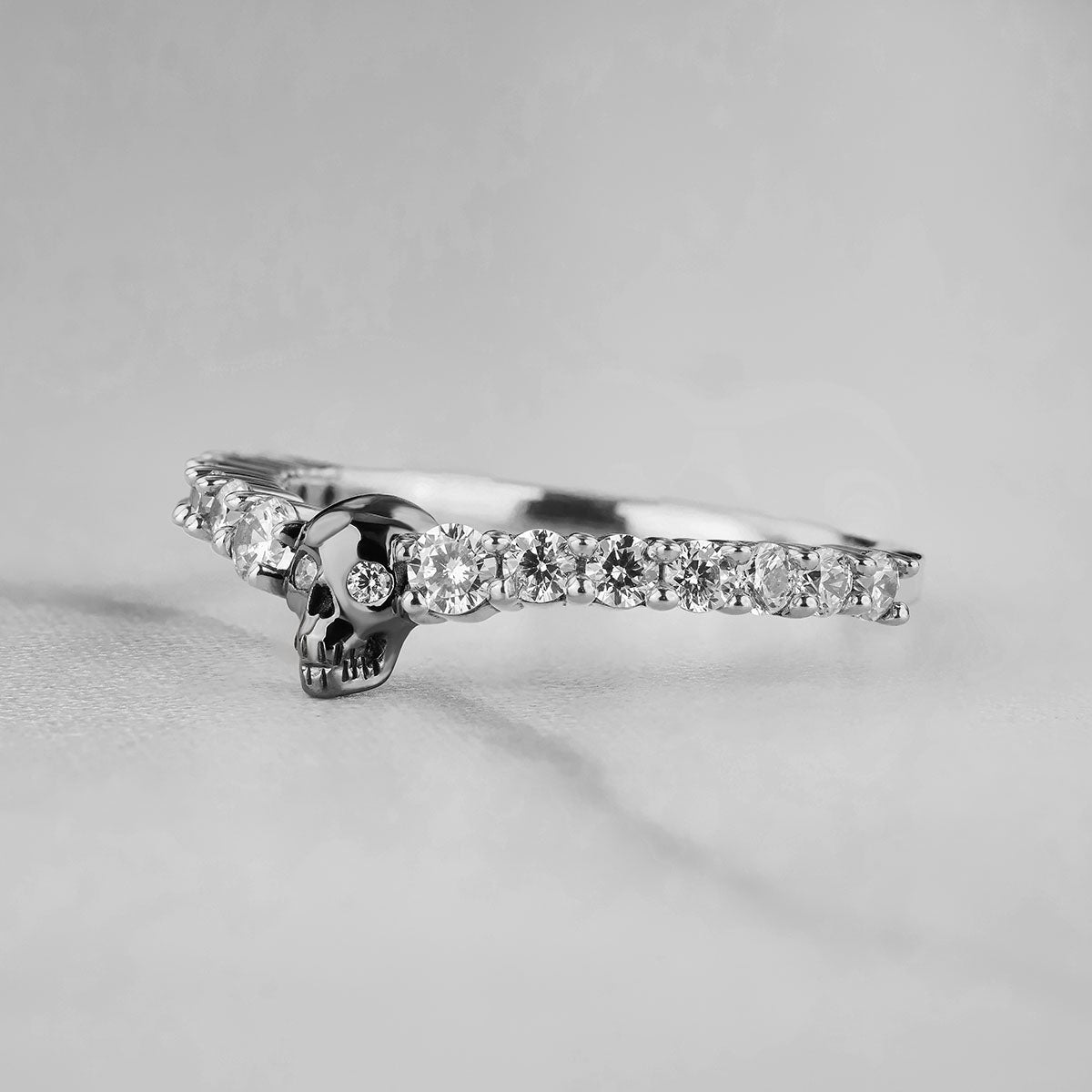 Two Tone Skull Engagement Ring Moissanite Skull Wedding Band