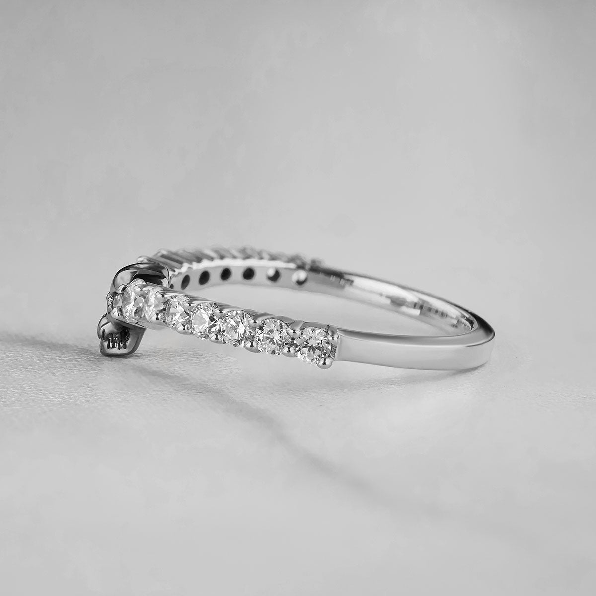 Two Tone Skull Engagement Ring Moissanite Skull Wedding Band