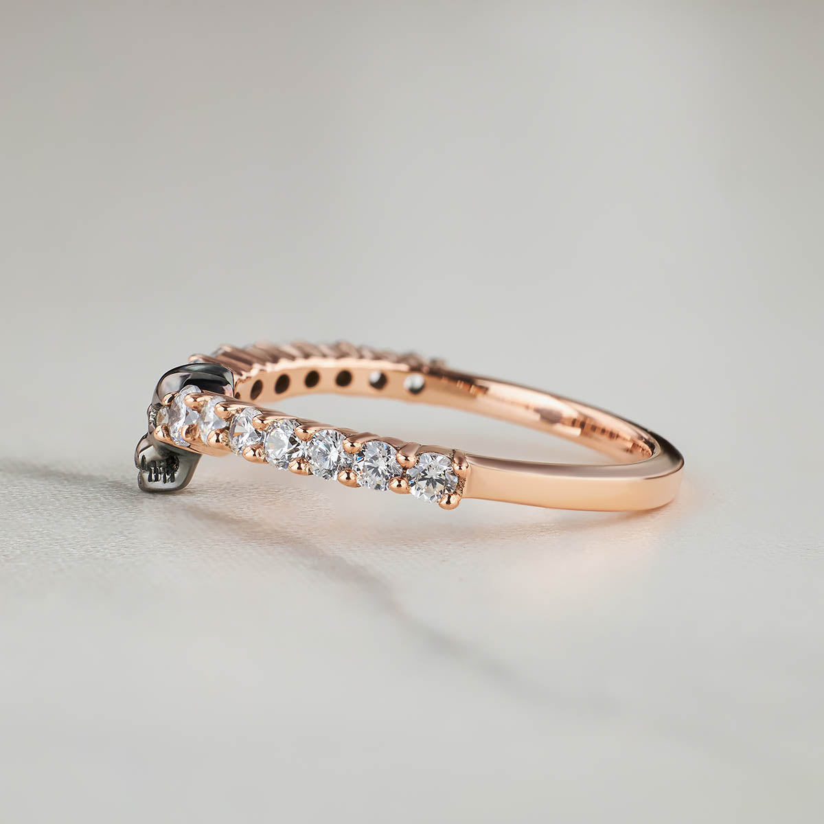 Two Tone Skull Engagement Ring Moissanite Skull Wedding Band
