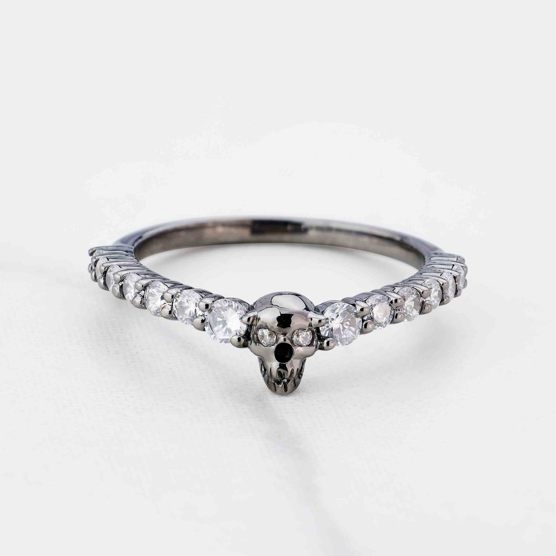 Sterling Silver Dainty Skull Ring Gothic Stacking Eternity Wedding Band