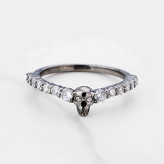 Sterling Silver Dainty Skull Ring Gothic Stacking Eternity Wedding Band