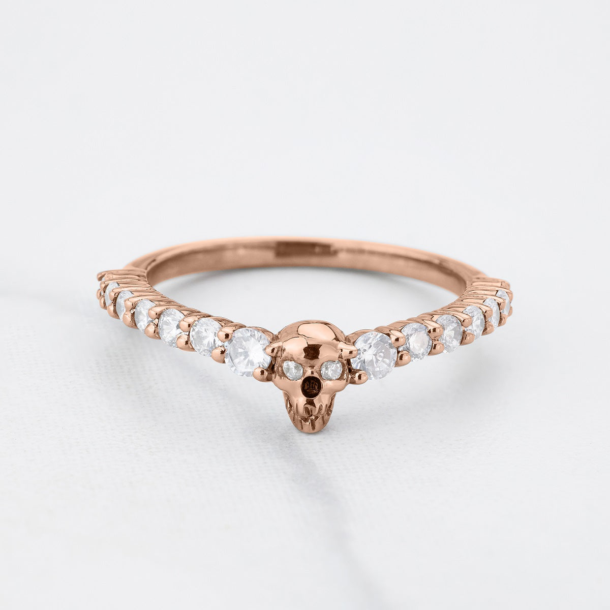 Sterling Silver Dainty Skull Ring Gothic Stacking Eternity Wedding Band