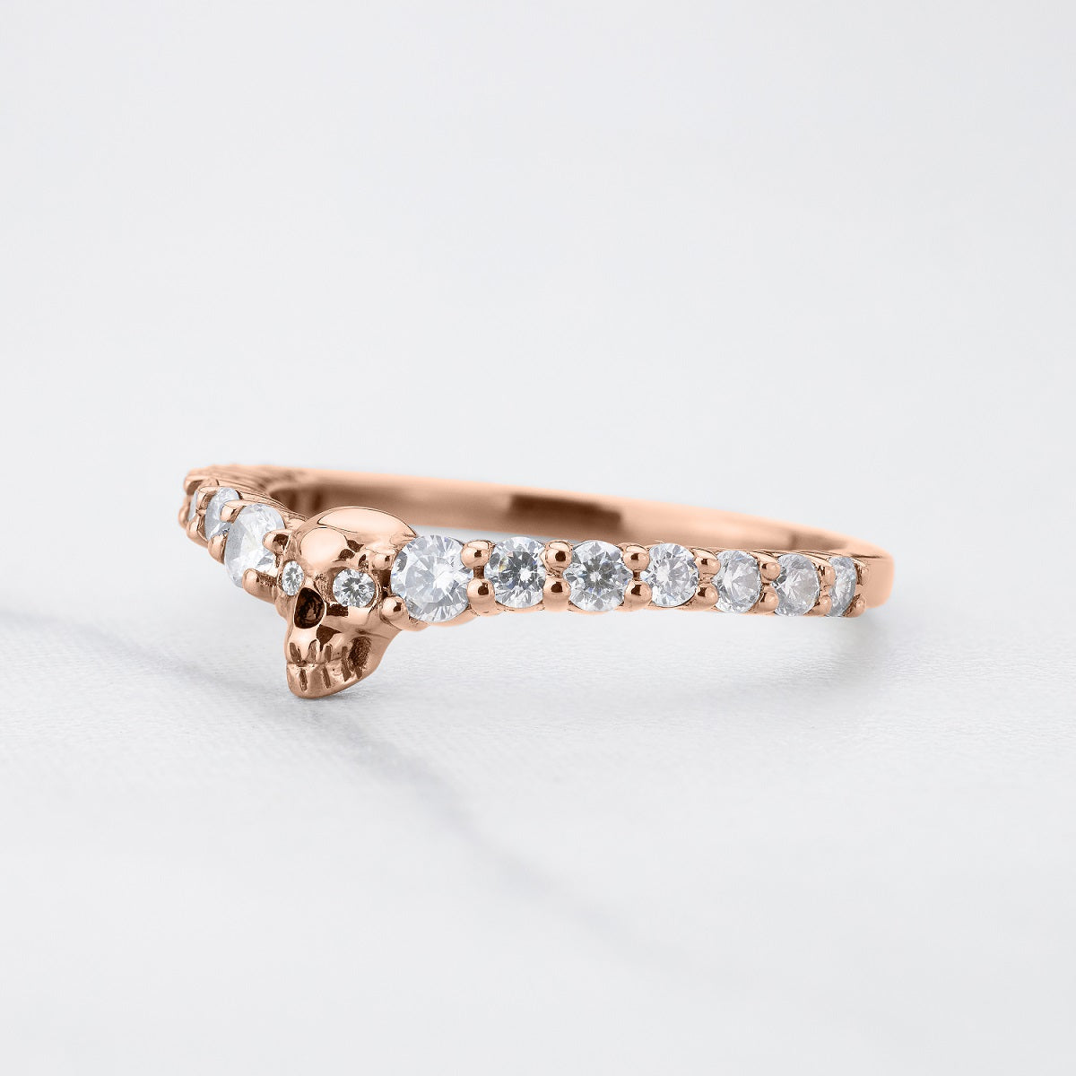 Sterling Silver Dainty Skull Ring Gothic Stacking Eternity Wedding Band