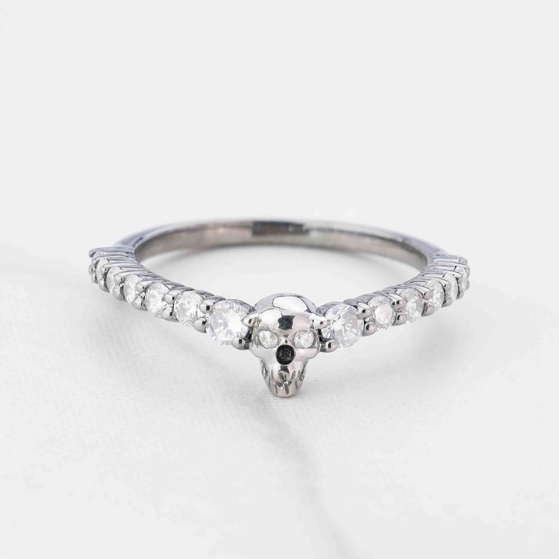 Sterling Silver Dainty Skull Ring Gothic Stacking Eternity Wedding Band