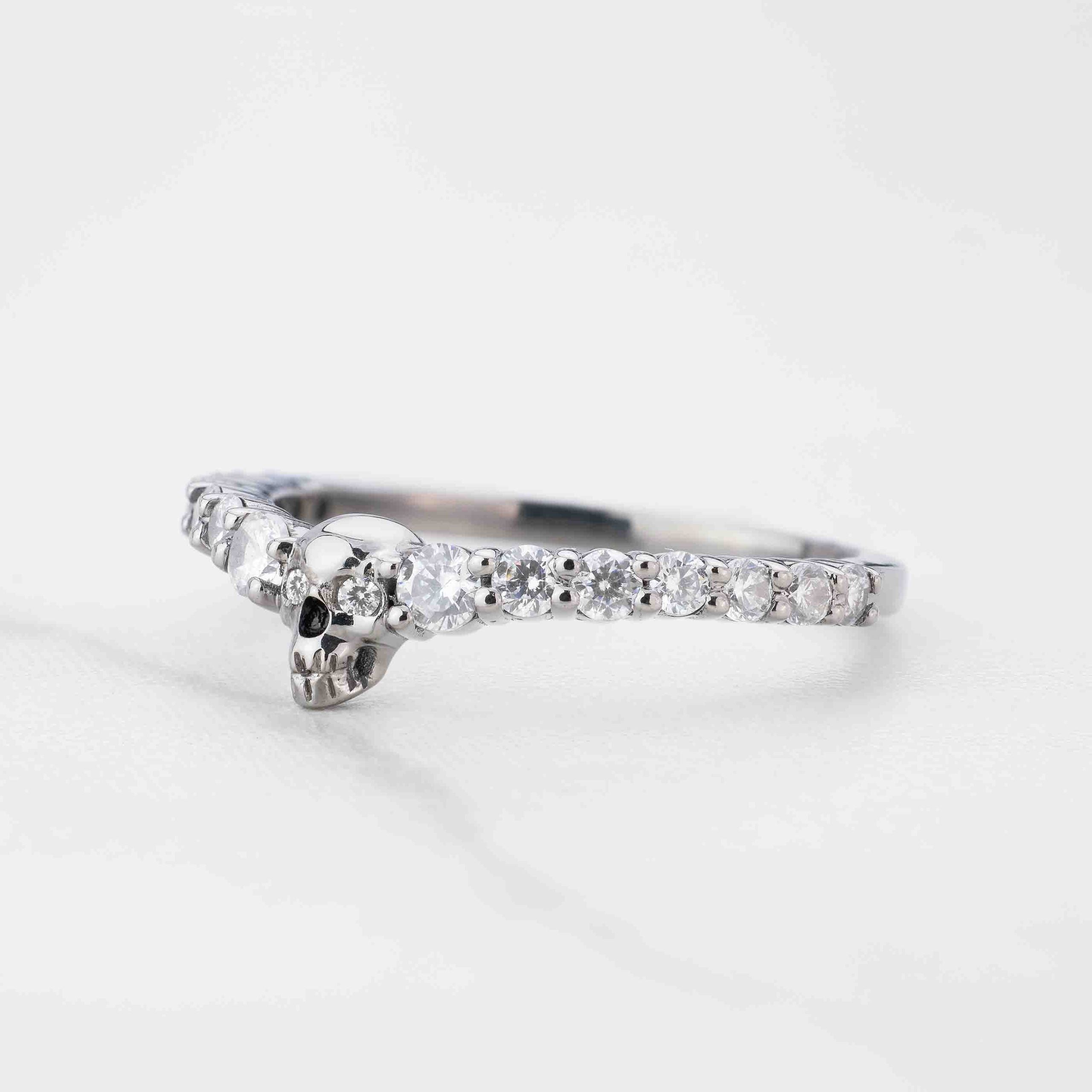 Sterling Silver Dainty Skull Ring Gothic Stacking Eternity Wedding Band