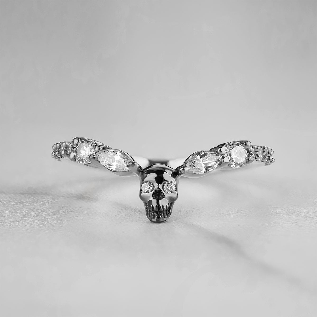 Wedding Engagement Skull Ring Enhancer Gothic Moissanite Sterling Silver Two Tone