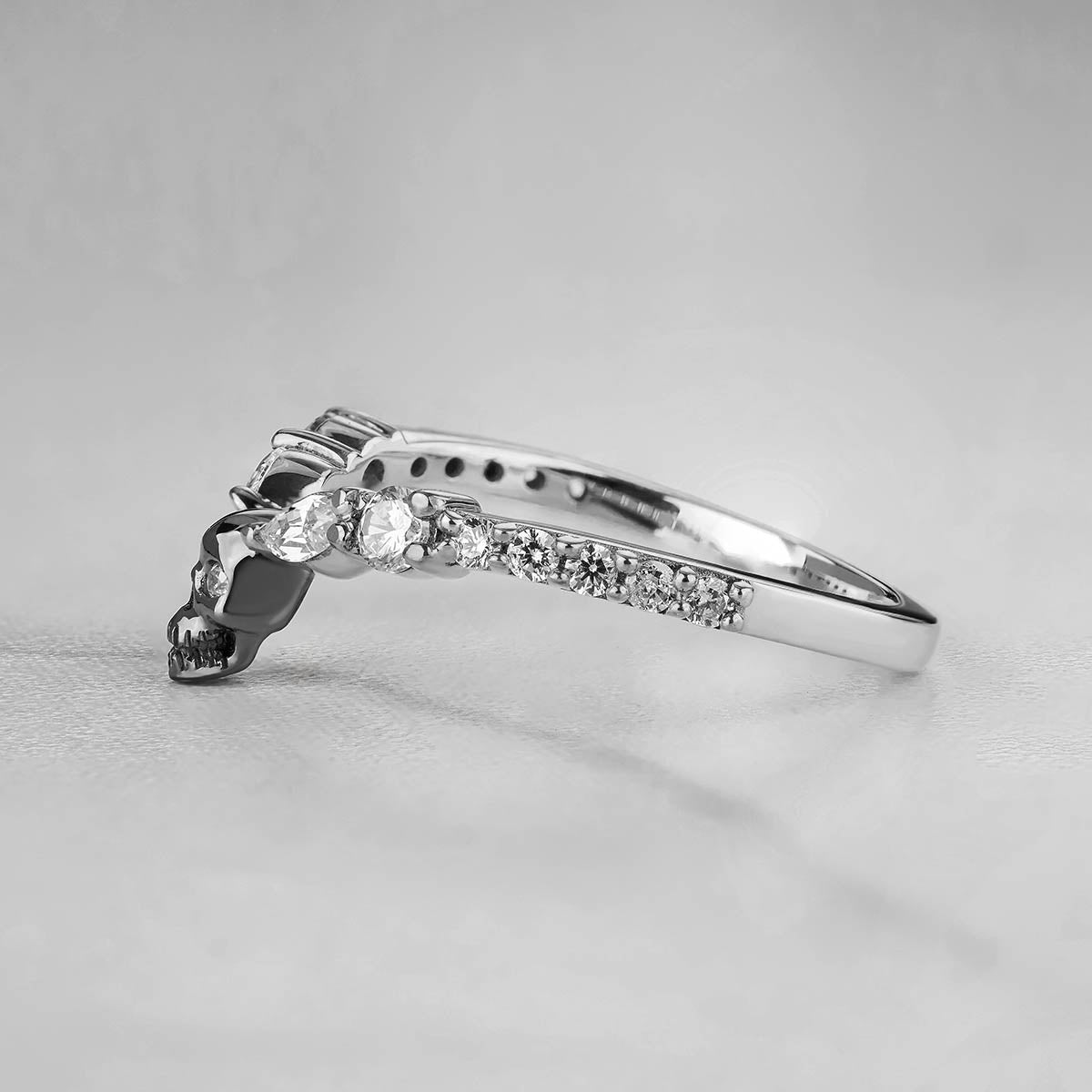 Wedding Engagement Skull Ring Enhancer Gothic Moissanite Sterling Silver Two Tone