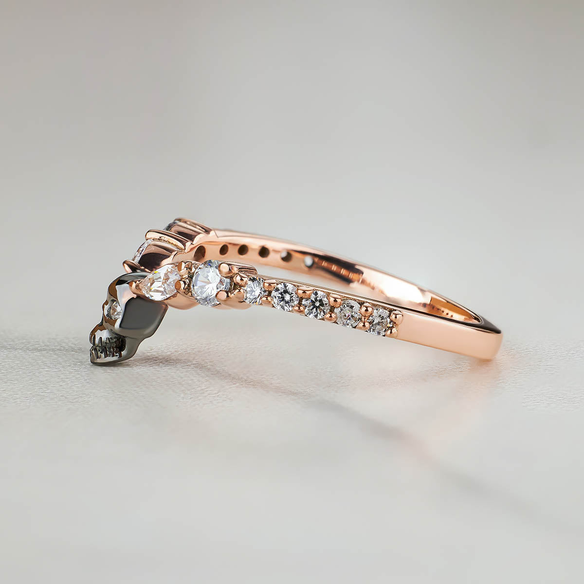 Wedding Engagement Skull Ring Enhancer Gothic Moissanite Sterling Silver Two Tone