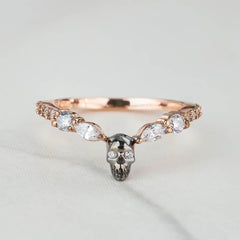 Wedding Engagement Skull Ring Enhancer Gothic Moissanite Sterling Silver Two Tone