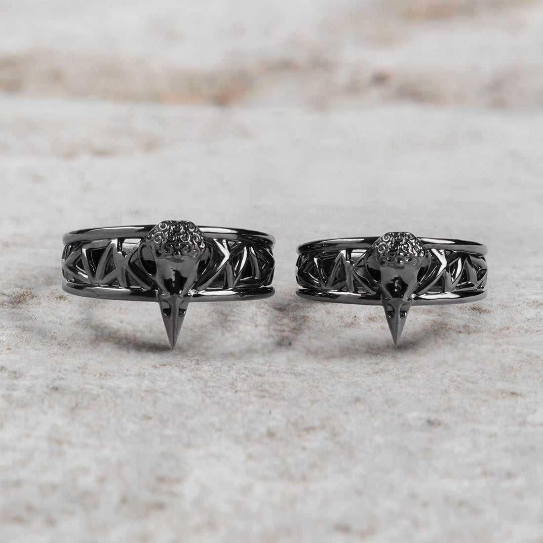 Raven Skull Ring Set Mesh Gothic Viking Couple Wedding Rings