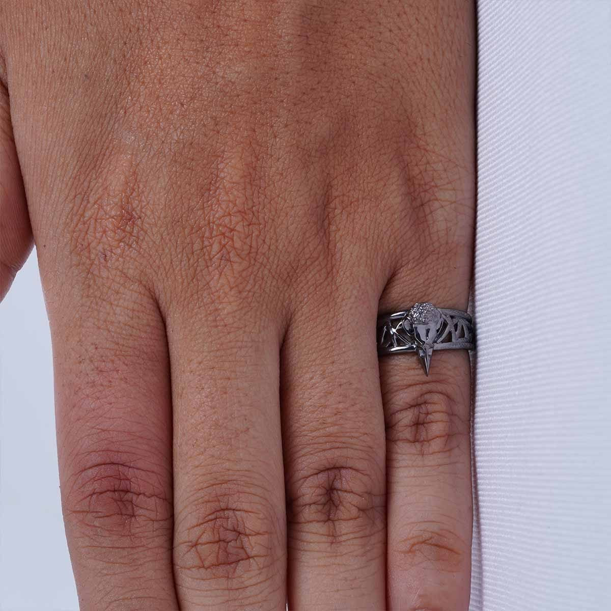 Raven Skull Ring for Women Norse Viking Jewelry Sterling Silver Gun Metal Finish
