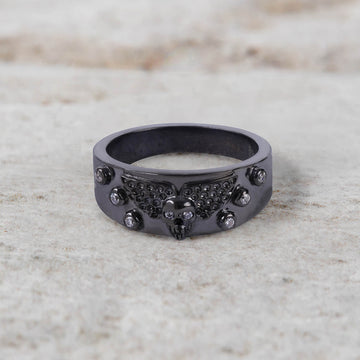 Angel Wings Skull Ring Dark Gothic Wedding Band for Women