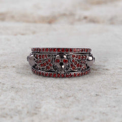 Winged Skull Wedding Ring Gothic Engagement Jewelry Gun Metal Finish