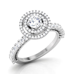Double Halo Diamond Engagement Ring Unique Wedding Ring For Her