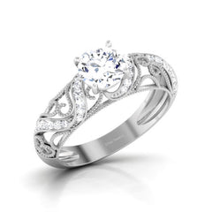 Filigree Diamond Engagement Ring Classic Wedding Ring Women