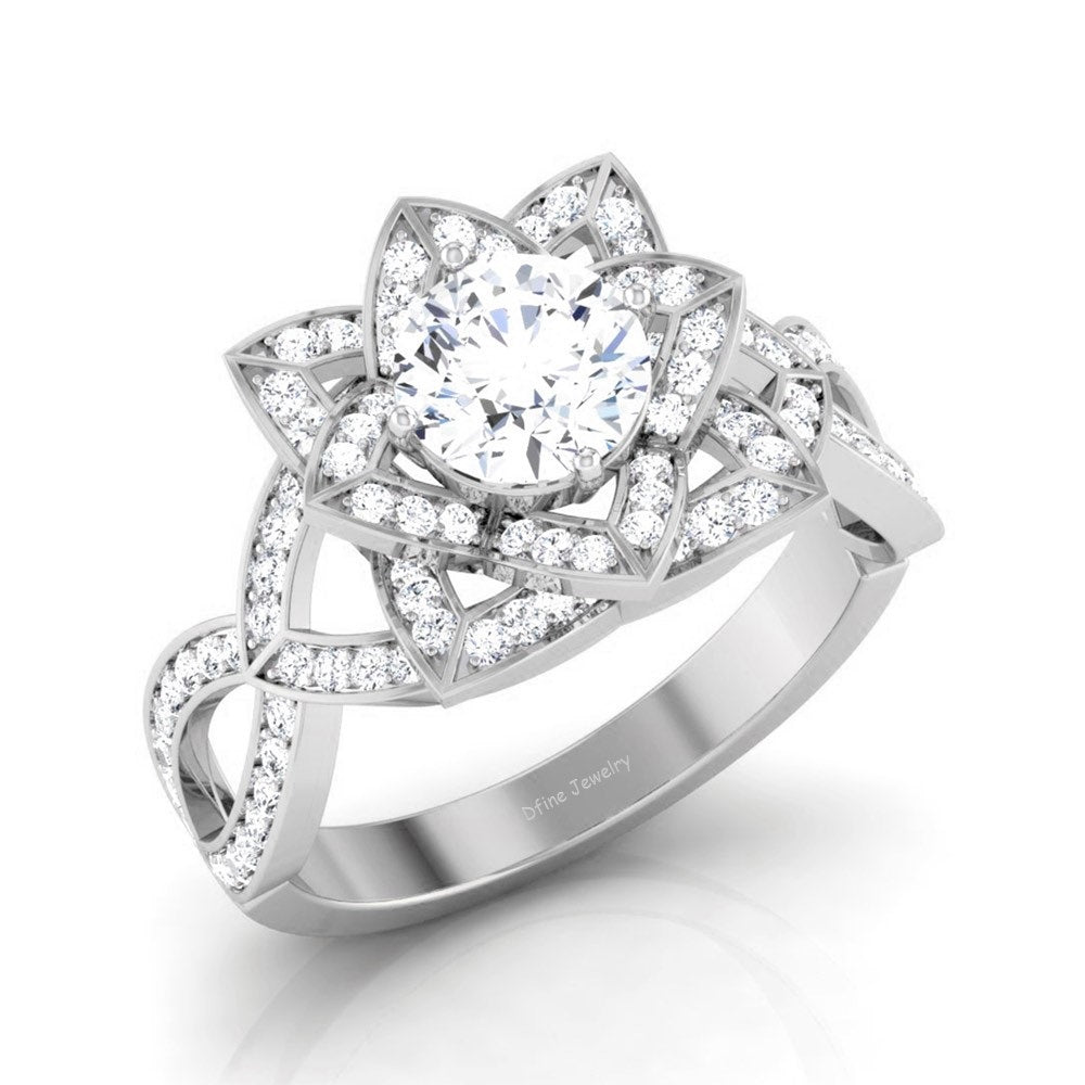 LOTUS FLOWER ENGAGEMENT RING