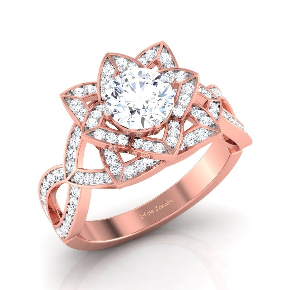 LOTUS FLOWER ENGAGEMENT RING