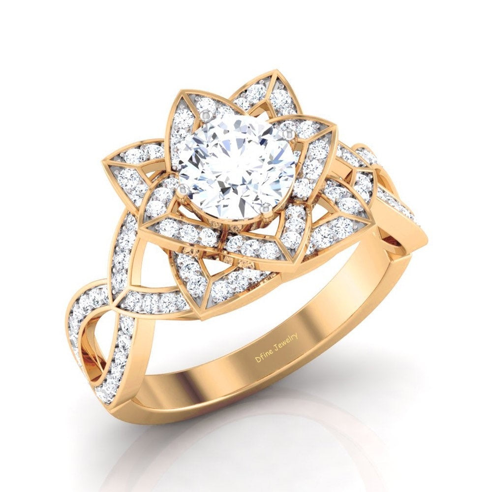 LOTUS FLOWER ENGAGEMENT RING