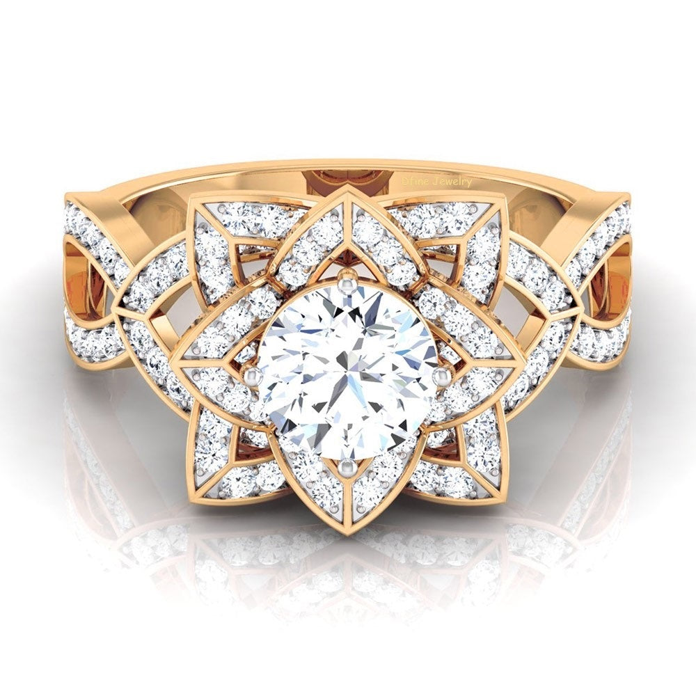 LOTUS FLOWER ENGAGEMENT RING