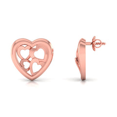 Hollow Heart Stud Earrings Silver Heart Earrings Valentine's Day Gift